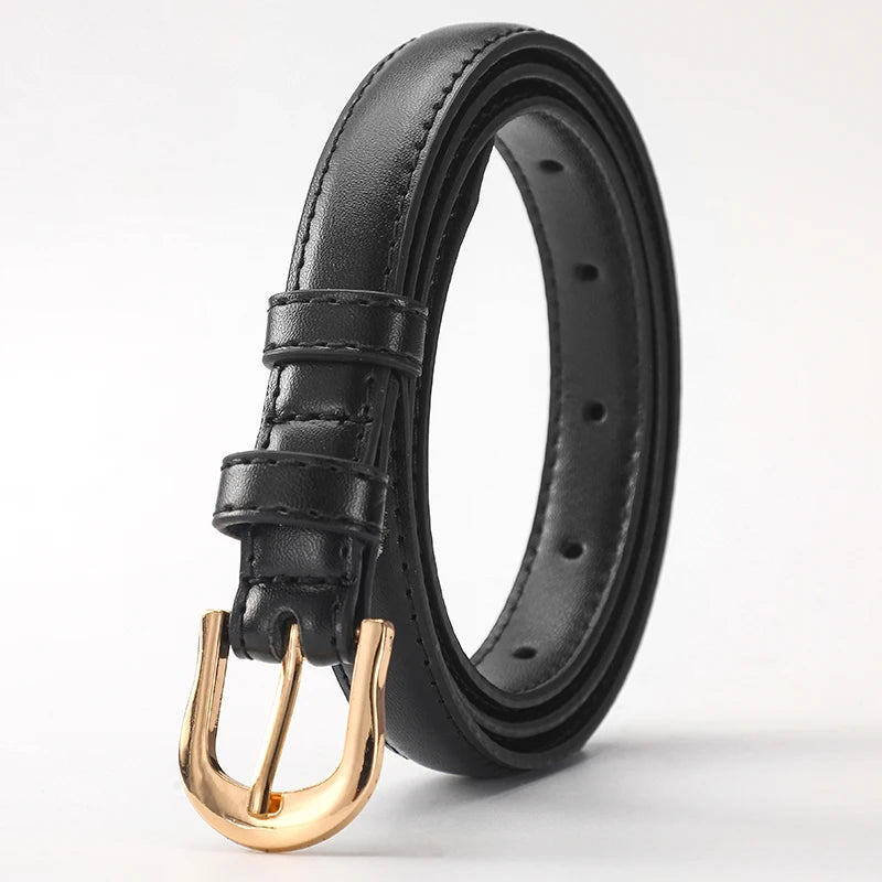 Goldbar Leather Skinny Belt