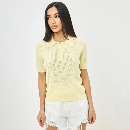 Pointelle Knit Polo