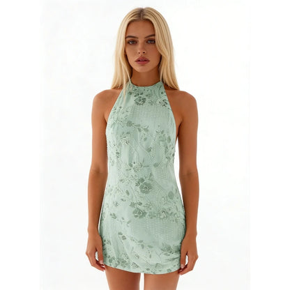 Bloom Beaded Halter Dress