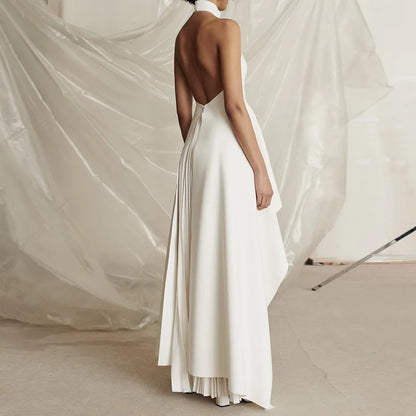 Ivory Cascade Halter Gown