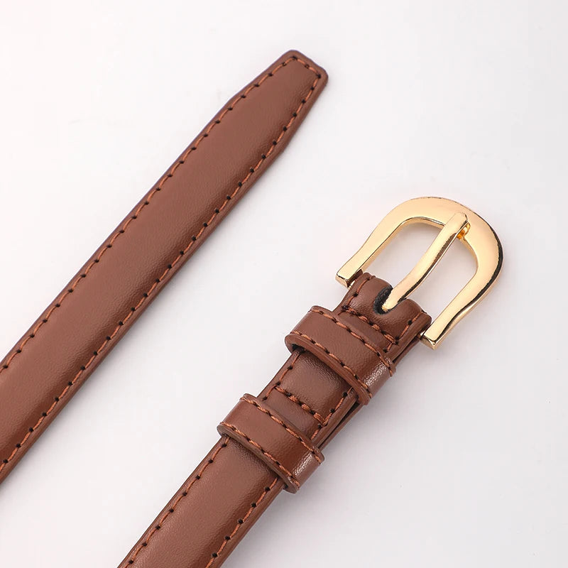 Goldbar Leather Skinny Belt