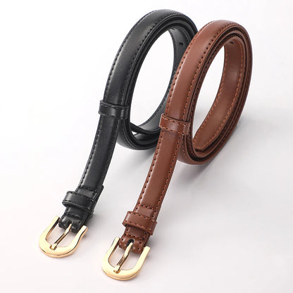 Goldbar Leather Skinny Belt