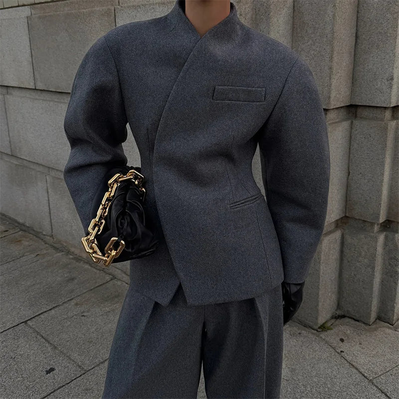 Wrap-Front Wool Suit Set
