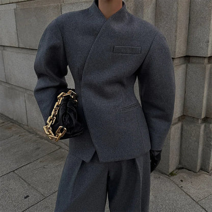 Wrap-Front Wool Suit Set