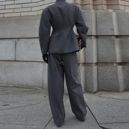 Wrap-Front Wool Suit Set