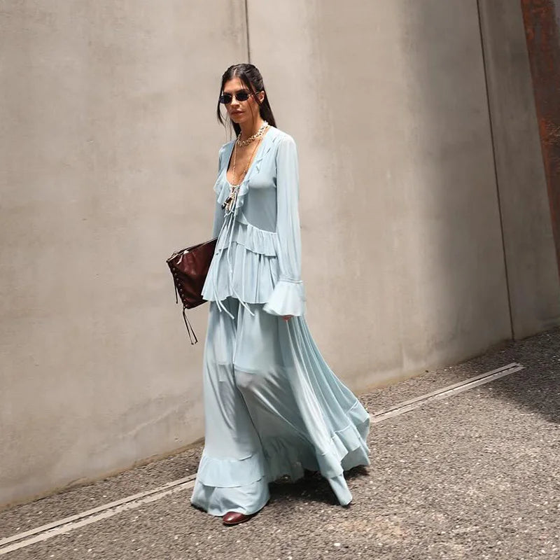 Sky Ruffle Maxi