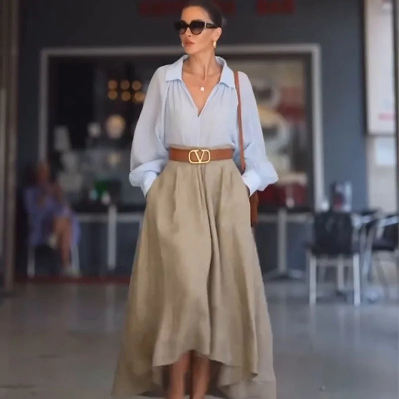 High-Low Linen Midi
