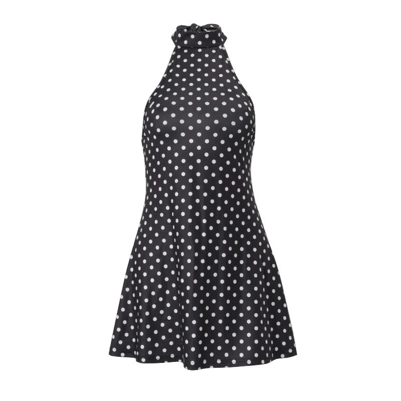 Midnight Dot Halter Dress