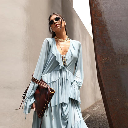 Sky Ruffle Maxi