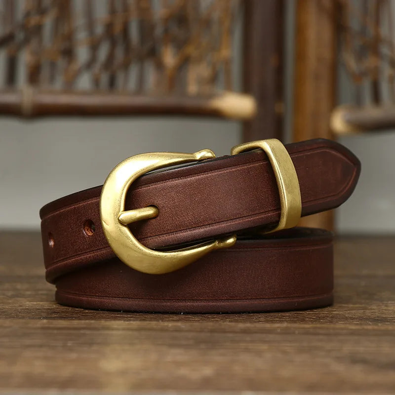 Brass Pin Leather Belt