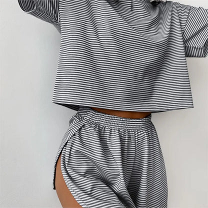 Striped Ribbed Lounge Set
