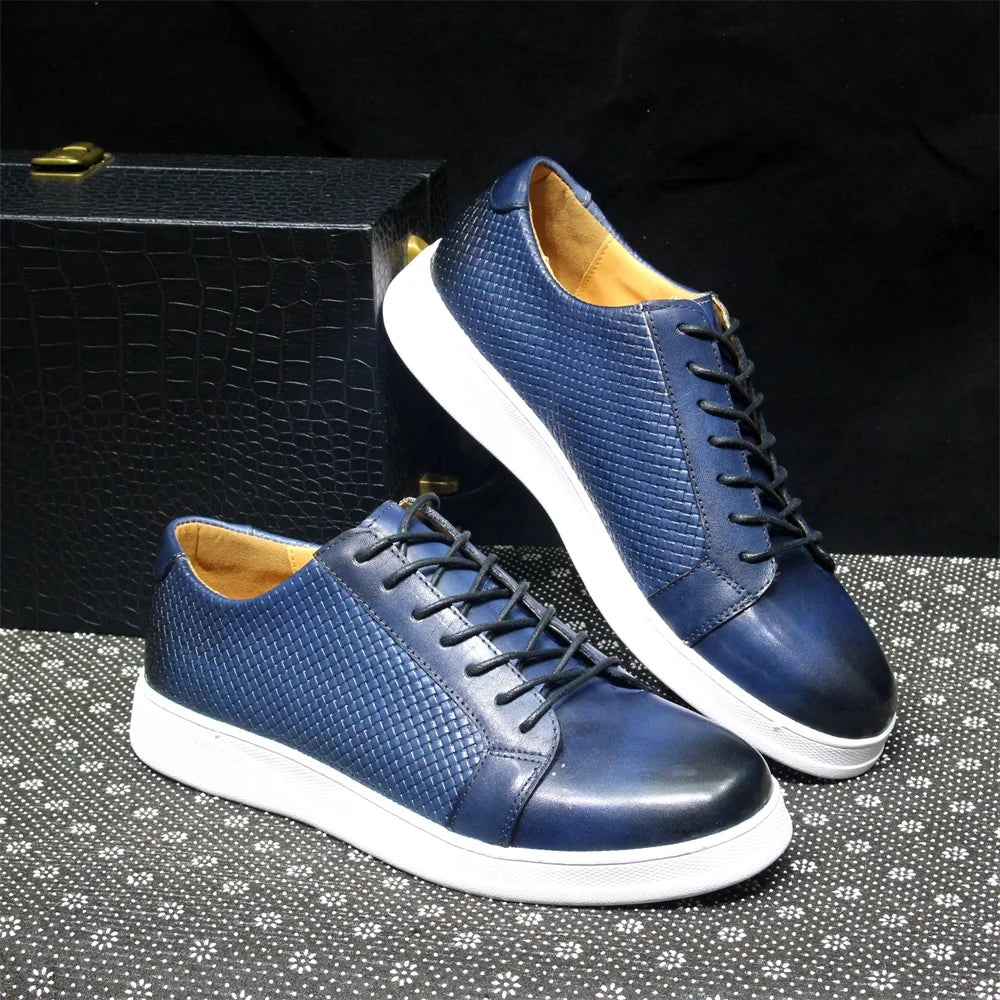 Woven Cap Leather Sneaker