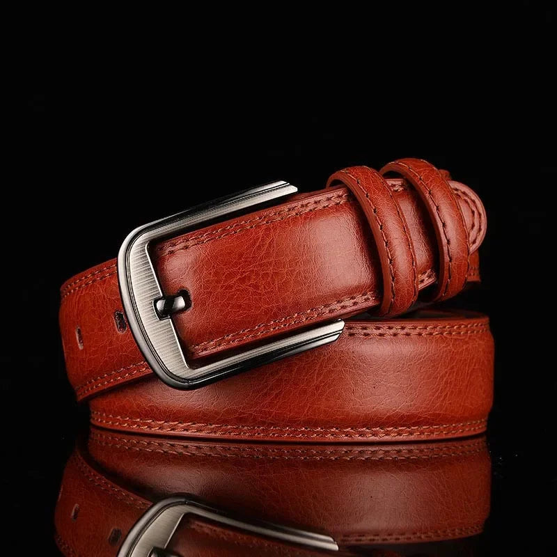 Burnished Leather Pin Belt