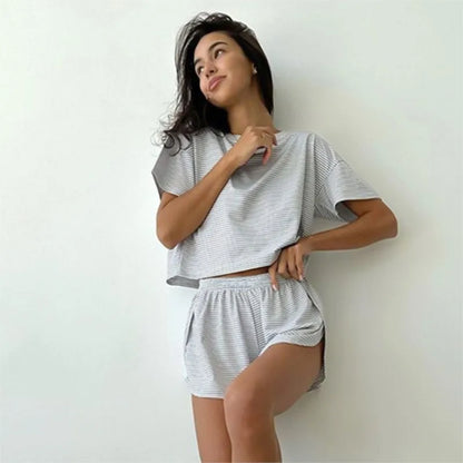 Striped Ribbed Lounge Set