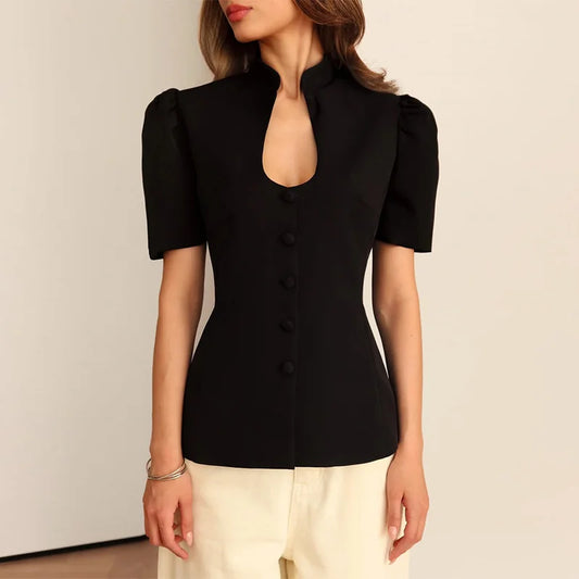 Keyhole Notch Blouse