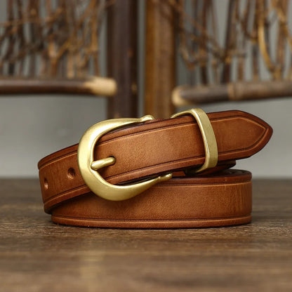 Brass Pin Leather Belt