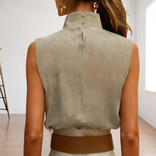 Monroe Pleated Mock-Neck Top