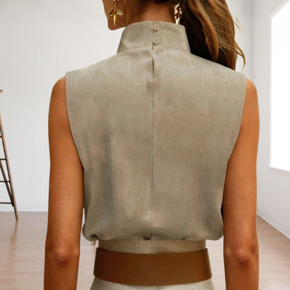 Monroe Pleated Mock-Neck Top