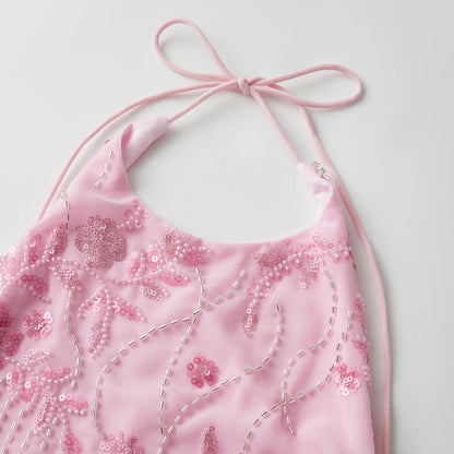 Bloom Beaded Halter Dress