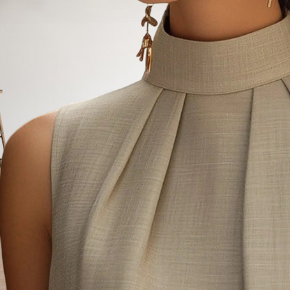 Monroe Pleated Mock-Neck Top
