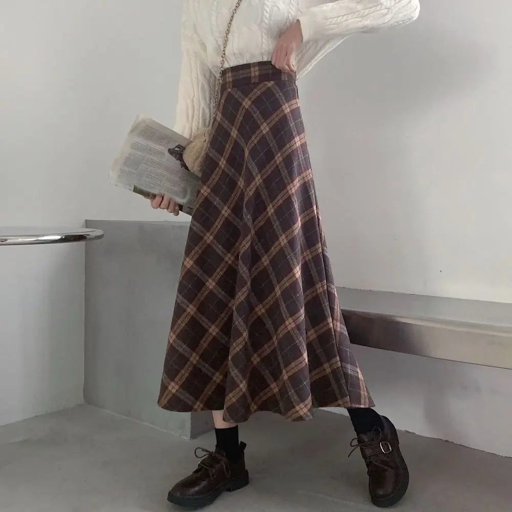 Highland Plaid Midi Skirt
