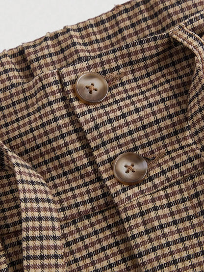 Houndstooth Belted Wide-Legs
