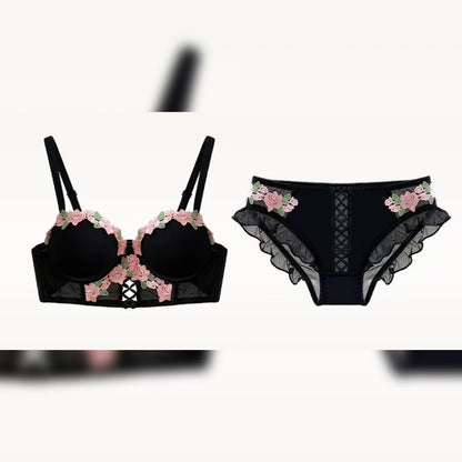 Rosette Lace Bra Set