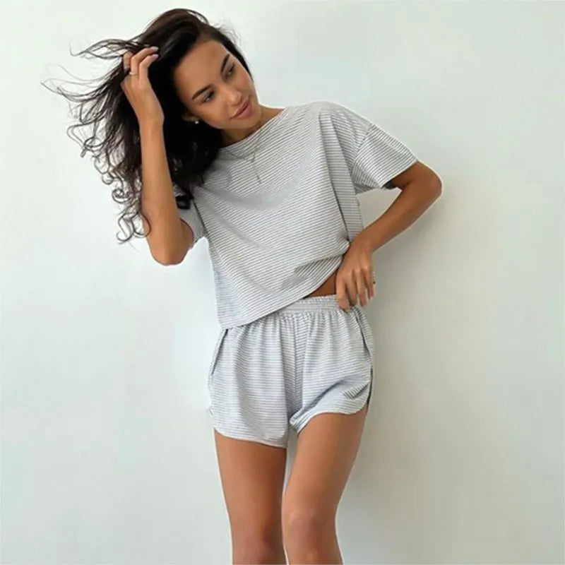 Striped Ribbed Lounge Set