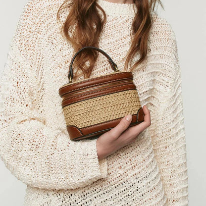 Woven Leather Vanity Bag