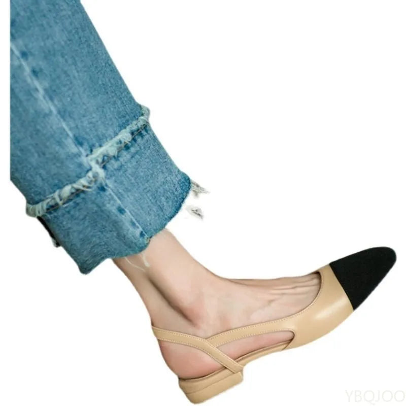 Noir-Cap Slingback Heels