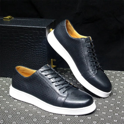Woven Cap Leather Sneaker