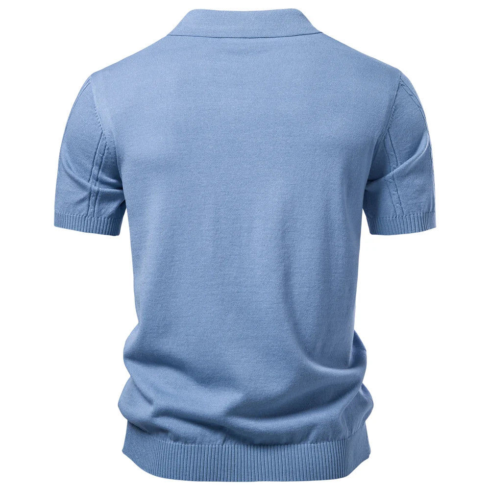 Light blue polo shirt on a white background