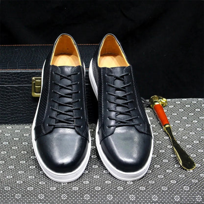 Woven Cap Leather Sneaker