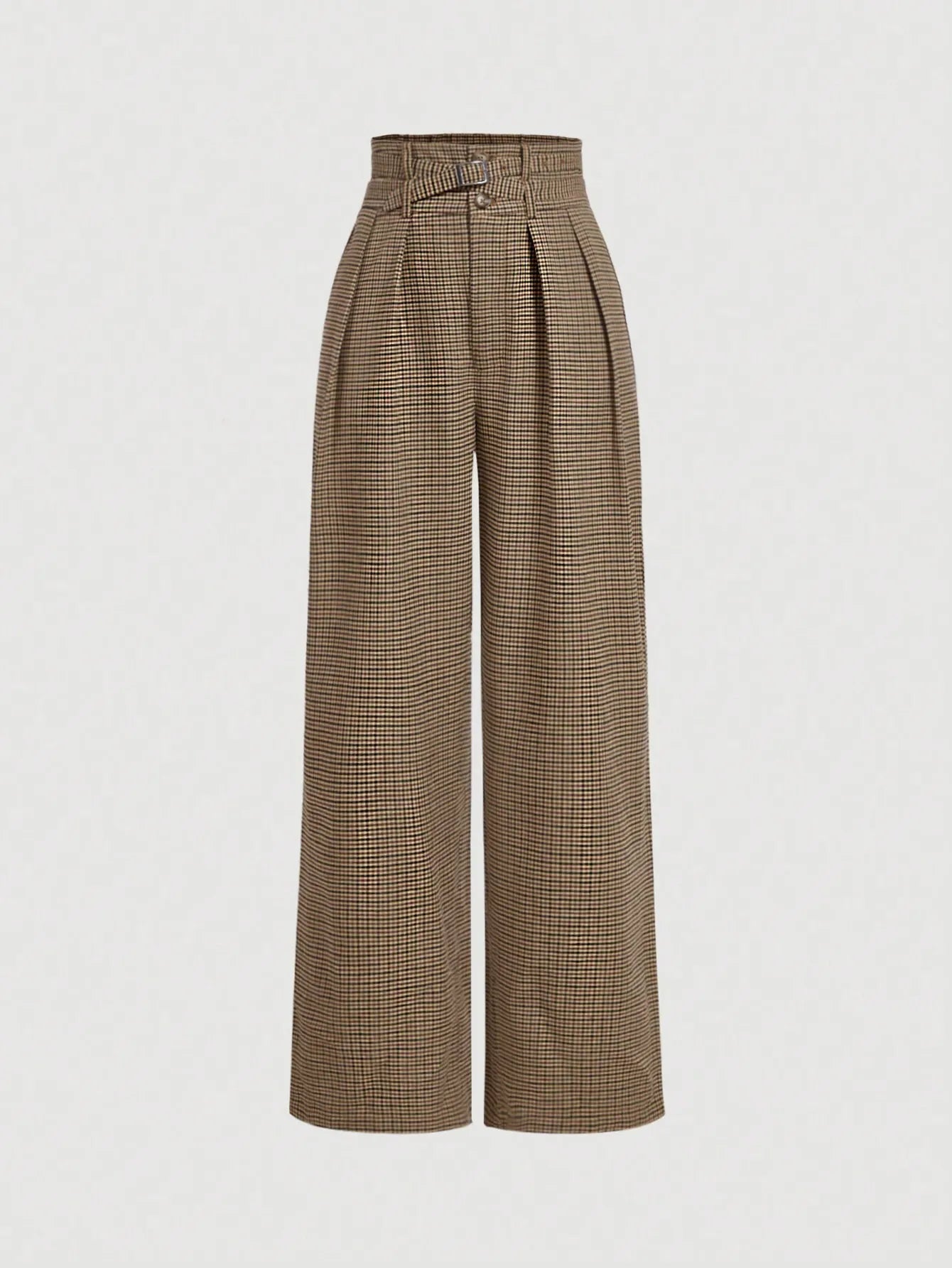 Houndstooth Belted Wide-Legs