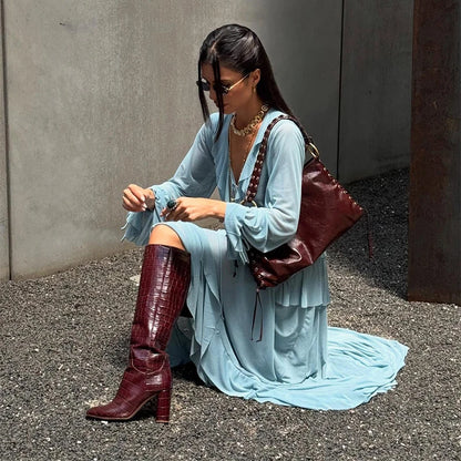 Sky Ruffle Maxi