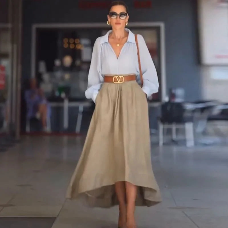 High-Low Linen Midi