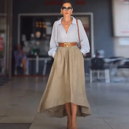 High-Low Linen Midi