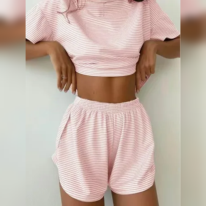Striped Ribbed Lounge Set