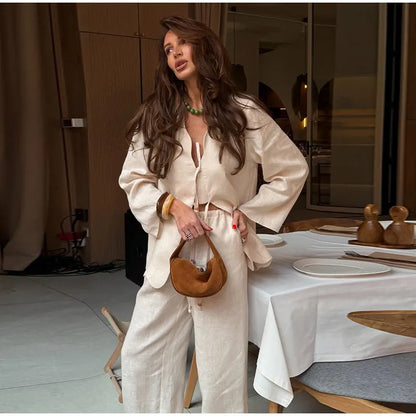 Linen Tie-Front Set