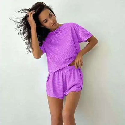 Striped Ribbed Lounge Set