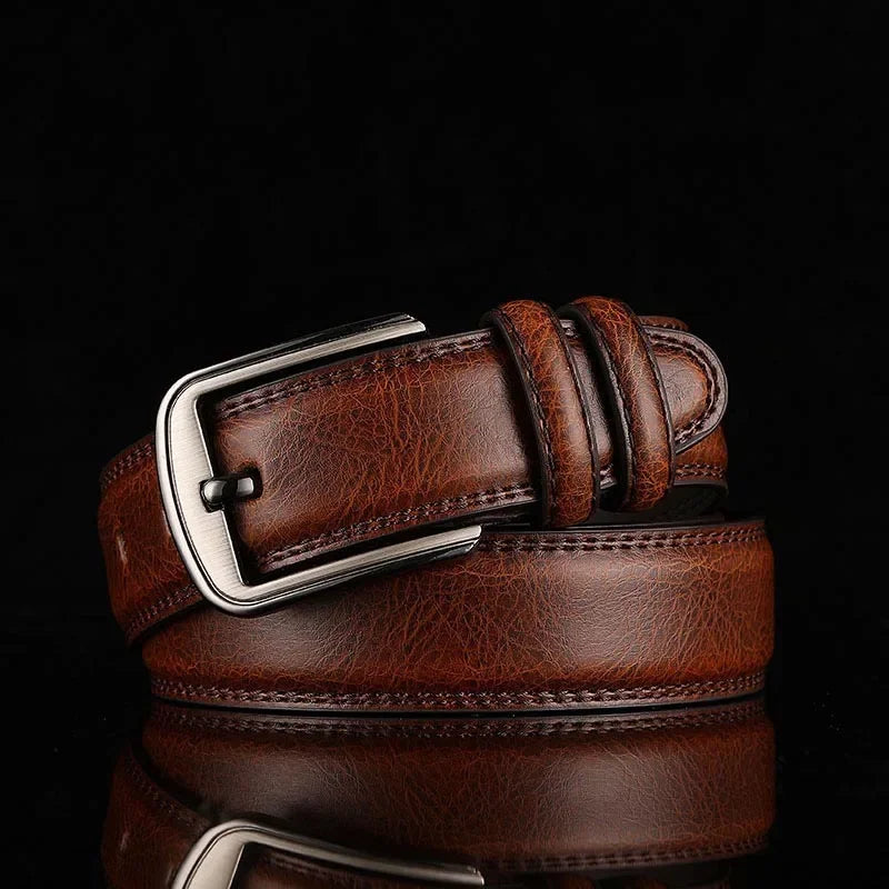 Burnished Leather Pin Belt