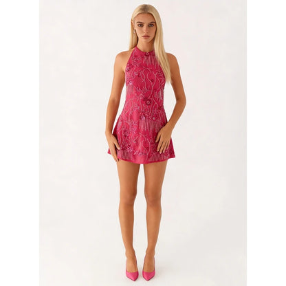 Bloom Beaded Halter Dress