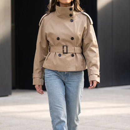 Short Double-Breasted Trench Coat