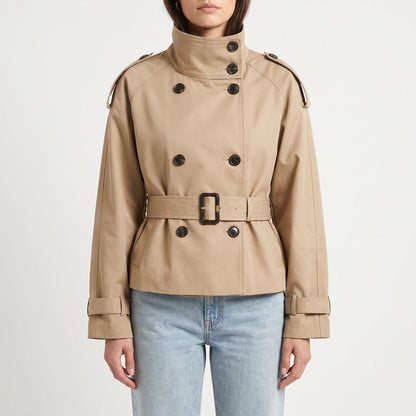 Short Double-Breasted Trench Coat