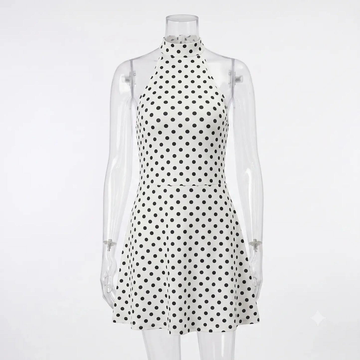 Midnight Dot Halter Dress