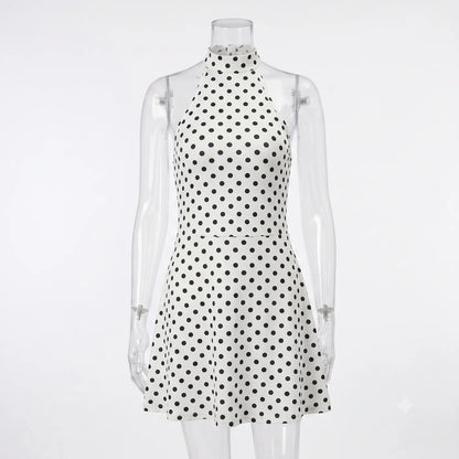 Midnight Dot Halter Dress