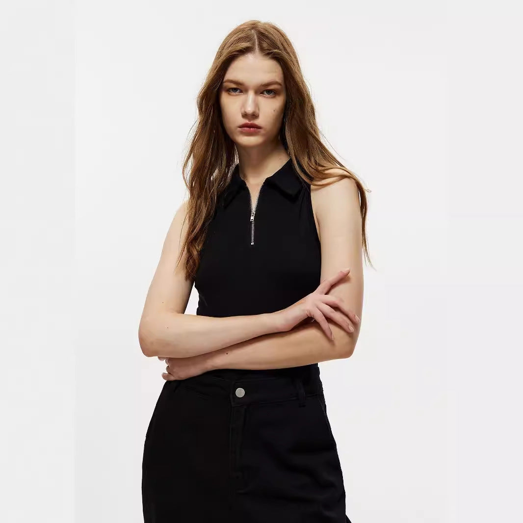 Zipped Polo Bodysuit