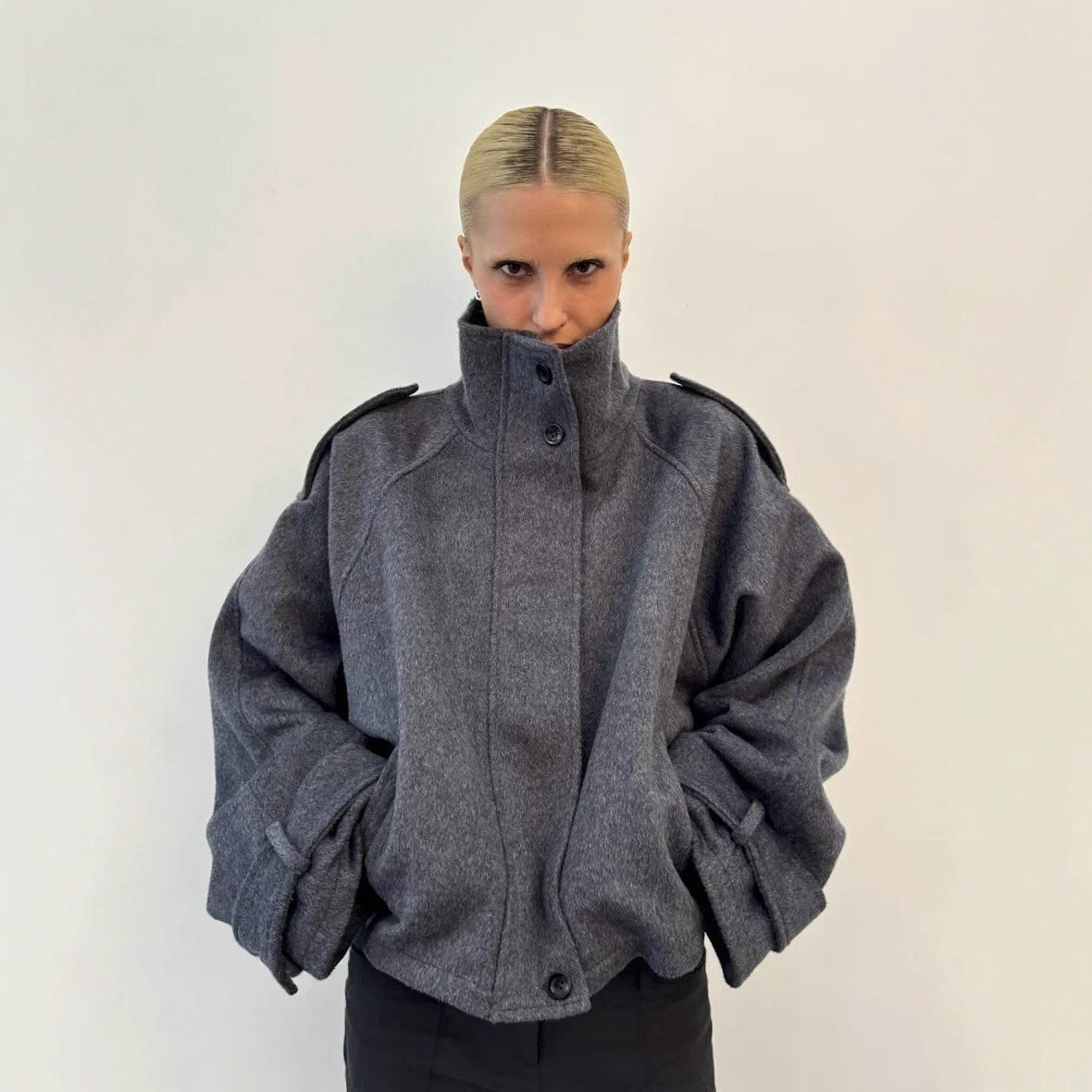Wool Blend Cocoon Bomber