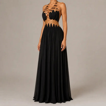 Noir Ring Halter Gown