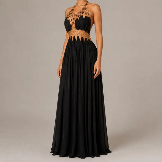Noir Ring Halter Gown